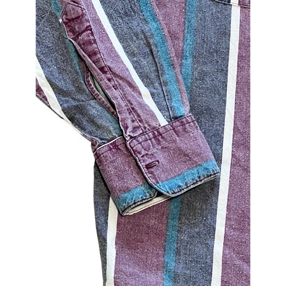 Vintage Y2K Todays News Striped Long Sleeve Button Down Shirt Size XL - Picture 4 of 5